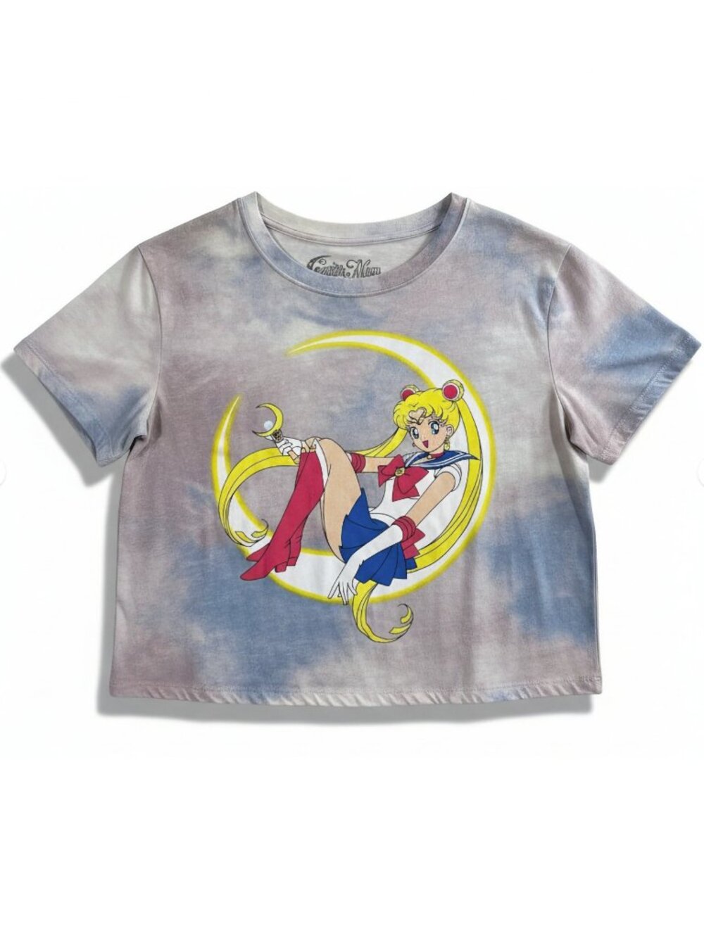 Sailor Moon Tie Dye Anime Graphic Crop Tee Size L Kawaii Manga Y2K Shirt